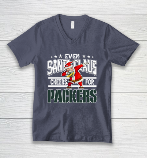 Green Bay Packers Even Santa Claus Cheers For Christmas NFL V-Neck T-Shirt 8 Green Bay Packers Even Santa Claus Cheers For Christmas NFL V-Neck T-Shirt - Image 8
