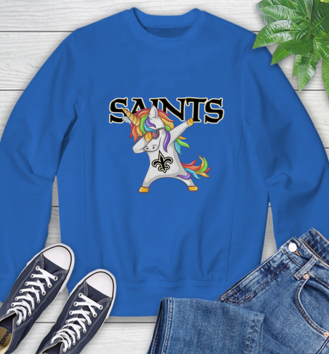 New Orleans Saints NFL Football Funny Unicorn Dabbing Sports Sweatshirt 8
