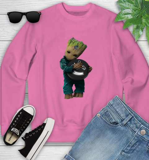 NHL Groot Guardians Of The Galaxy Hockey Sports Vancouver Canucks Youth Sweatshirt Tee For Sports