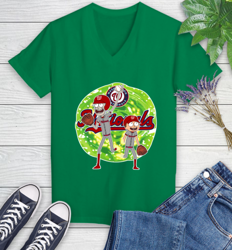 MLB Washington Nationals Rick And Morty Baseball Sports Women's V-Neck T-Shirt 5