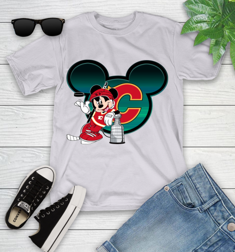 NHL Calgary Flames Stanley Cup Mickey Mouse Disney Hockey T Shirt Youth T-Shirt 4