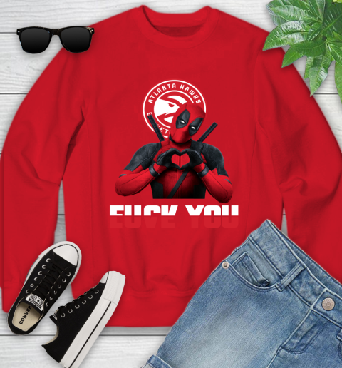 NBA Atlanta Hawks Deadpool Love You Fuck You Basketball Sports Youth Sweatshirt 8