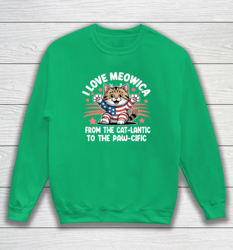 Patriotic Cat I Love Meowica USA Flag 4th of July Funny Cat Lover Sweatshirt 4