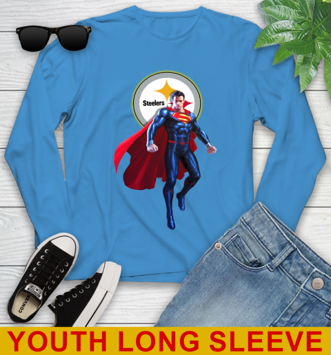 NFL Superman DC Sports Football Pittsburgh Steelers Youth Long Sleeve 8