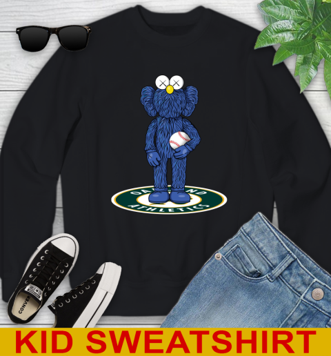 MLB Baseball Oakland Athletics Kaws Bff Blue Figure Shirt Youth Sweatshirt 2
