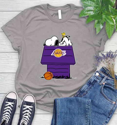 Los Angeles Lakers NBA Basketball Snoopy Woodstock The Peanuts Movie Women's T-Shirt 5