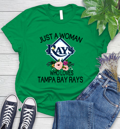 MLB Just A Woman Who Loves Tampa Bay Rays Baseball Sports Women's T-Shirt 4