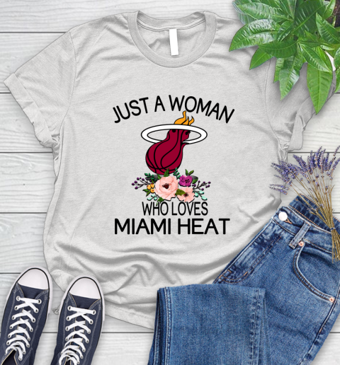 NBA Just A Woman Who Loves Miami Heat Basketball Sports Women's T-Shirt