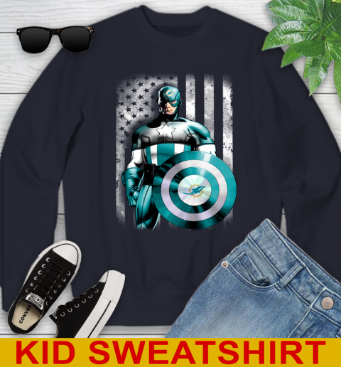 Miami Dolphins NFL Football Captain America Marvel Avengers American Flag Shirt Youth Sweatshirt 2