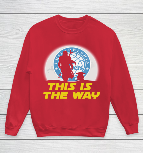 Philadelphia 76ers NBA Basketball Star Wars Yoda And Mandalorian This Is The Way Youth Sweatshirt 7
