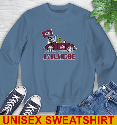NHL Hockey Colorado Avalanche Darth Vader Baby Yoda Driving Star Wars Shirt Sweatshirt 8