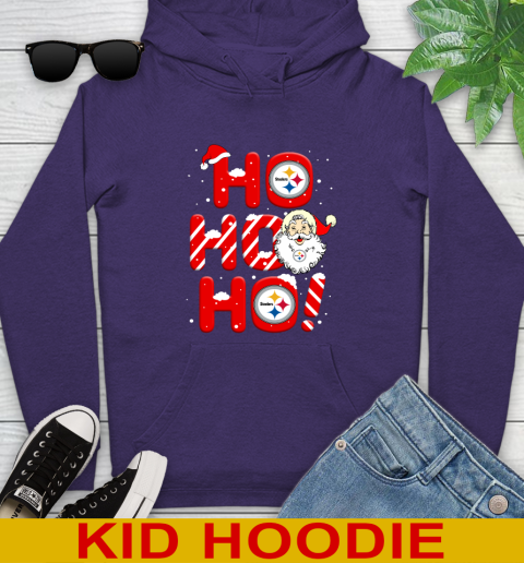 Pittsburgh Steelers NFL Football Ho Ho Ho Santa Claus Merry Christmas Shirt Youth Hoodie 5