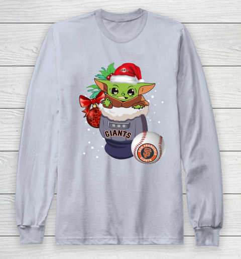 San Francisco Giants Christmas Baby Yoda Star Wars Funny Happy MLB Long Sleeve T-Shirt 6