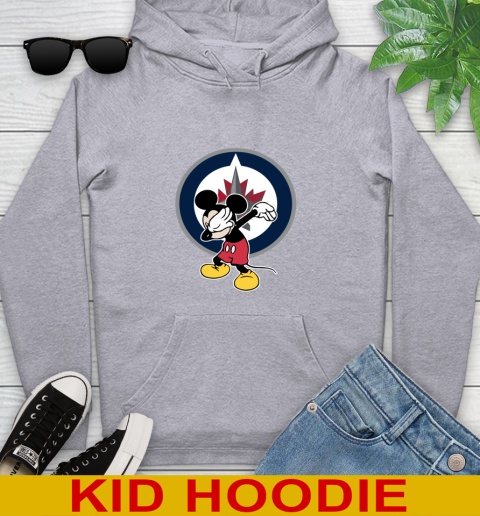 Winnipeg Jets NHL Hockey Dabbing Mickey Disney Sports Youth Hoodie 6