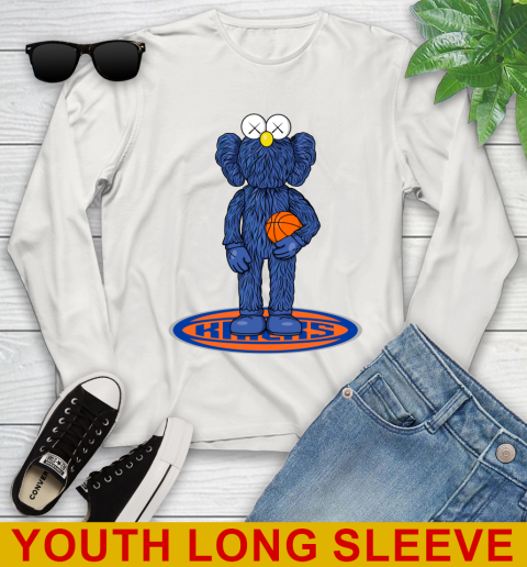 NBA Basketball New York Knicks Kaws Bff Blue Figure Shirt Youth Long Sleeve 12
