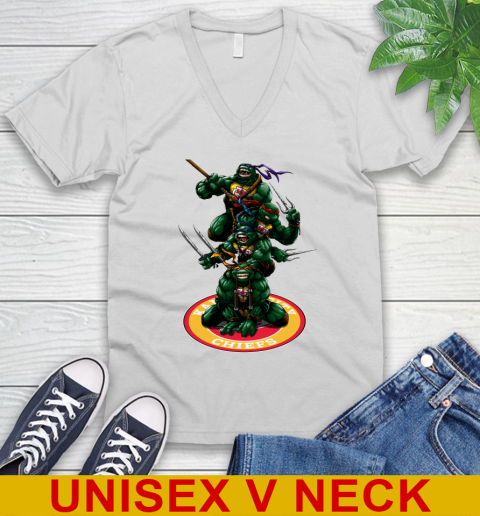 NFL Football Kansas City Chiefs Teenage Mutant Ninja Turtles Shirt V-Neck T-Shirt