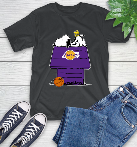 Los Angeles Lakers NBA Basketball Snoopy Woodstock The Peanuts Movie T-Shirt 2