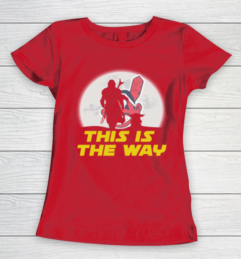 Cleveland Indians MLB Baseball Star Wars Yoda And Mandalorian This Is The Way Women's T-Shirt 9