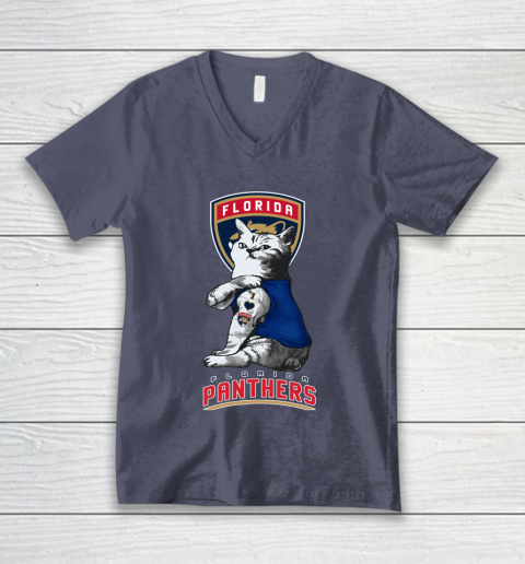 NHL My Cat Loves Florida Panthers Hockey V-Neck T-Shirt 7