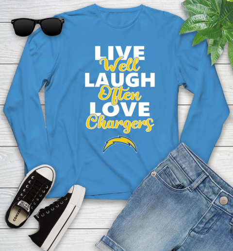 NFL Football Los Angeles Chargers Live Well Laugh Often Love Shirt Youth Long Sleeve 7
