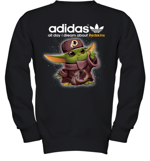 Baby Yoda Adidas All Day I Dream About Washington Redskins Youth Sweatshirt