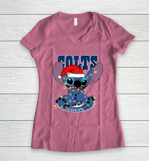 Indianapolis Colts NFL Football noel stitch Christmas Women's V-Neck T-Shirt 7