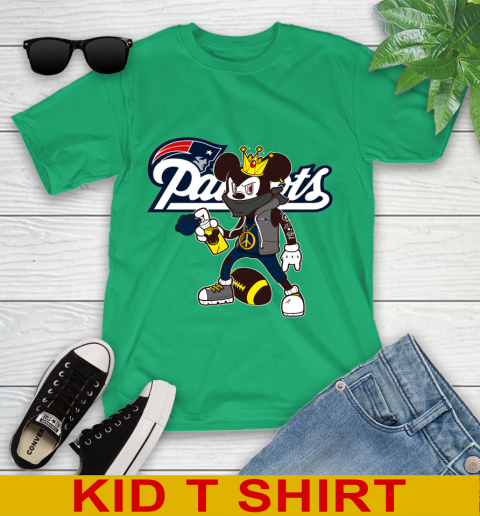 New England Patriots NFL Football Mickey Peace Sign Sports Youth T-Shirt 6