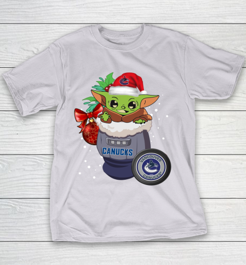Vancouver Canucks Christmas Baby Yoda Star Wars Funny Happy NHL Youth T-Shirt 5