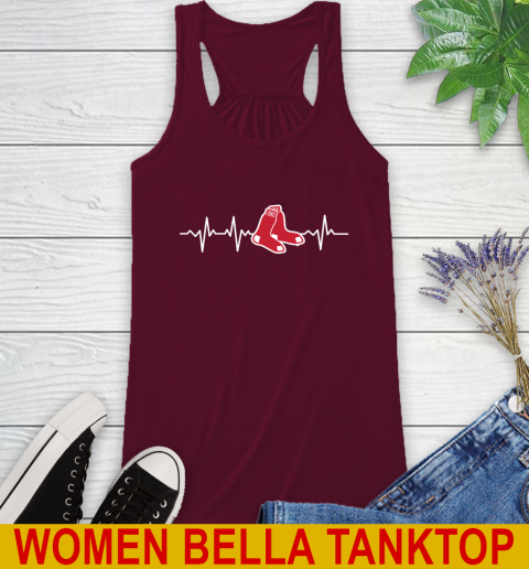 Boston Red Sox MLB Baseball Heart Beat Shirt Racerback Tank 2