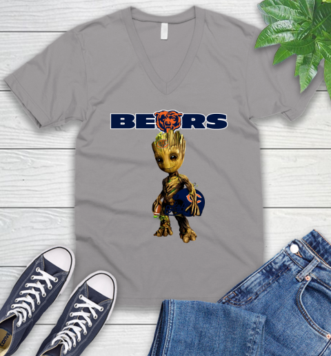 Chicago Bears NFL Football Groot Marvel Guardians Of The Galaxy V-Neck T-Shirt 4