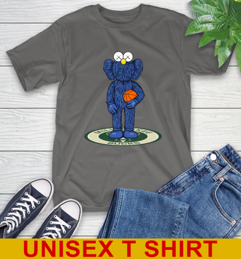 NBA Basketball Milwaukee Bucks Kaws Bff Blue Figure Shirt T-Shirt 8