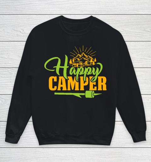 Happy Camping Camper Motorhome Mountains Funny Youth Sweatshirt