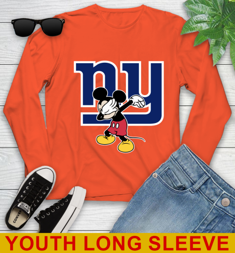 New York Giants NFL Football Dabbing Mickey Disney Sports Youth Long Sleeve 4