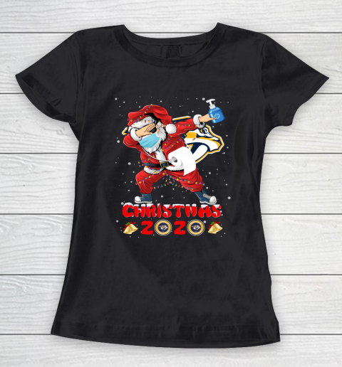 Nashville Predators Funny Santa Claus Dabbing Christmas 2020 NHL Women's T-Shirt