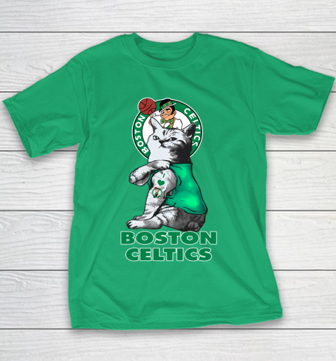 NBA Basketball My Cat Loves Boston Celtics Youth T-Shirt 3