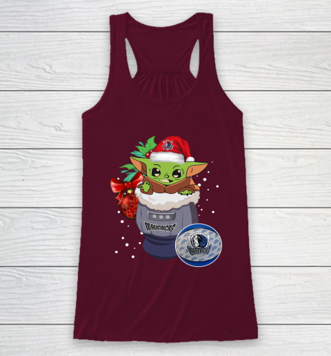 Dallas Mavericks Christmas Baby Yoda Star Wars Funny Happy NBA Racerback Tank 3