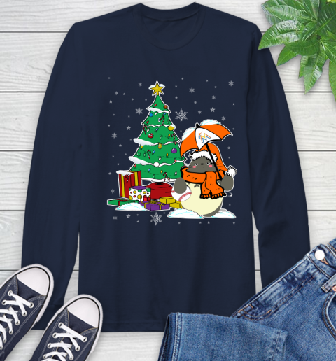 Miami Marlins MLB Baseball Cute Tonari No Totoro Christmas Sports Long Sleeve T-Shirt 3