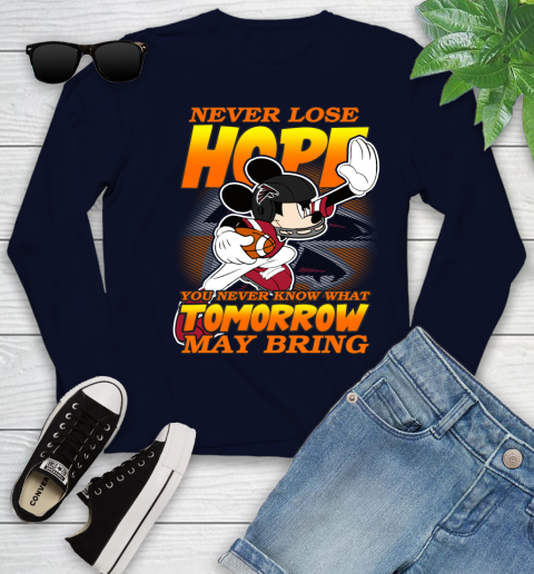 Atlanta Falcons NFL Football Mickey Disney Never Lose Hope (1) Youth Long Sleeve 2