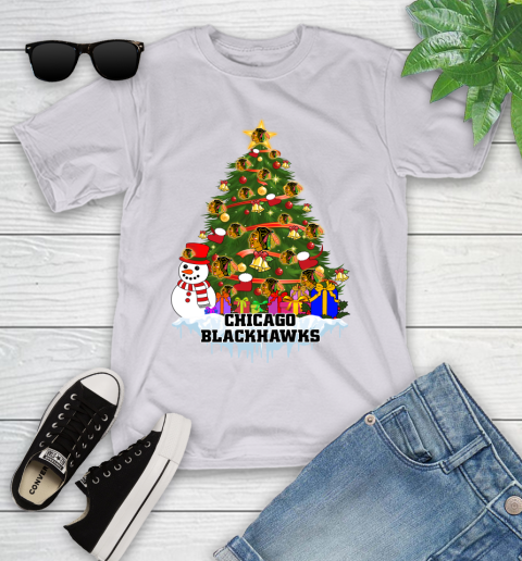 Chicago Blackhawks Merry Christmas NHL Hockey Sports Youth T-Shirt 4