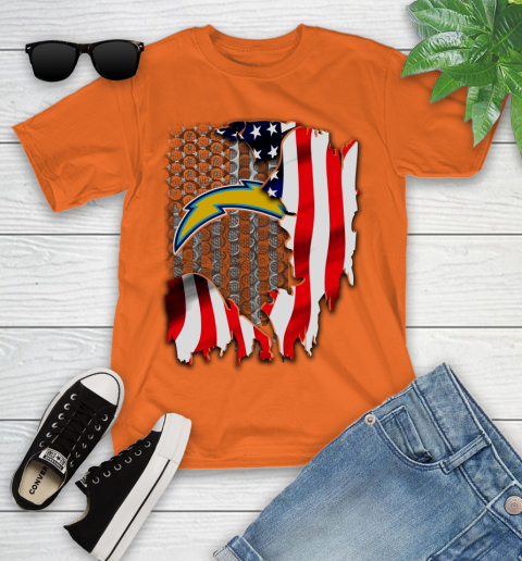 Los Angeles Chargers NFL Football American Flag Youth T-Shirt 9