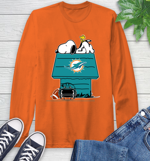 Miami Dolphins NFL Football Snoopy Woodstock The Peanuts Movie Long Sleeve T-Shirt 5