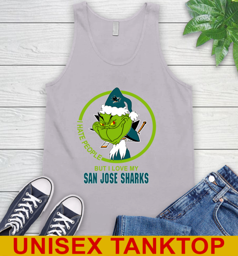 San Jose Sharks NHL Christmas Grinch I Hate People But I Love My Favorite Hockey Team Tank Top 4