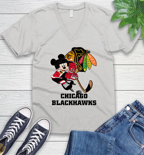 NHL Chicago Blackhawks Mickey Mouse Disney Hockey T Shirt V-Neck T-Shirt