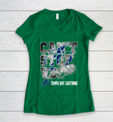 NHL Tampa Bay Lightning Hockey Can't Stop Vs Women's V-Neck T-Shirt 3