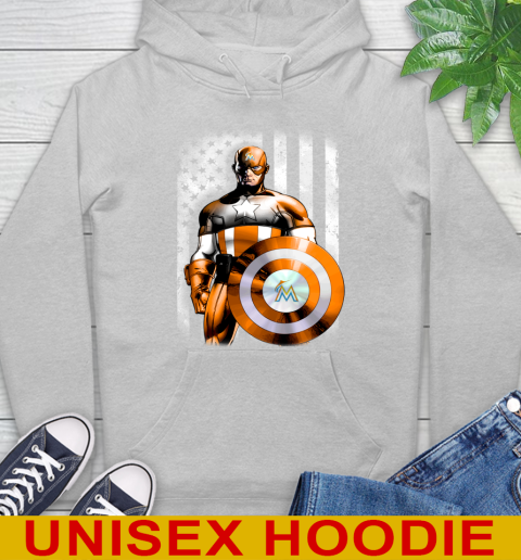 Miami Marlins MLB Baseball Captain America Marvel Avengers American Flag Shirt Hoodie 6