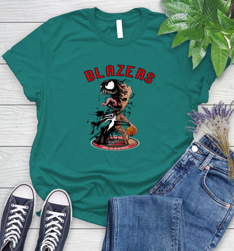NBA Portland Trail Blazers Basketball Venom Groot Guardians Of The Galaxy Women's T-Shirt 12