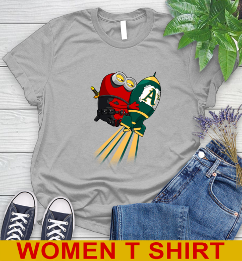 MLB Baseball Oakland Athletics Deadpool Minion Marvel Shirt Women's T-Shirt 5