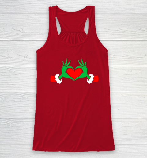 Funny Elf With Cute Heart Hands Style Christmas Costumes Racerback Tank - Image 4