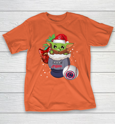Cleveland Indians Christmas Baby Yoda Star Wars Funny Happy MLB T-Shirt 6