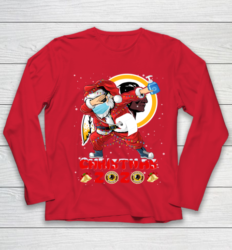 Washington Redskins Funny Santa Claus Dabbing Christmas 2020 NFL Youth Long Sleeve 8